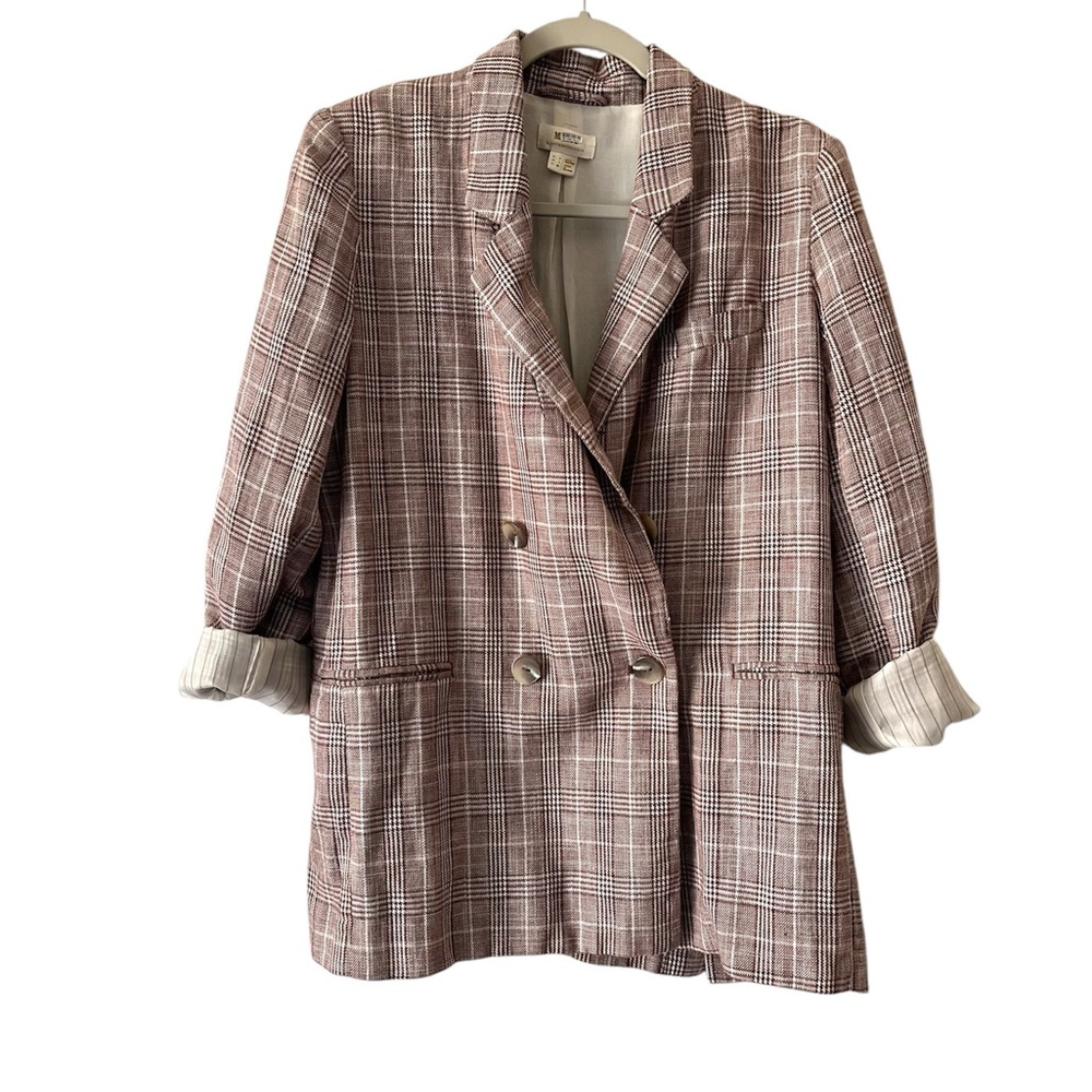 Maeve Brown Blazer Classic Plaid Wool